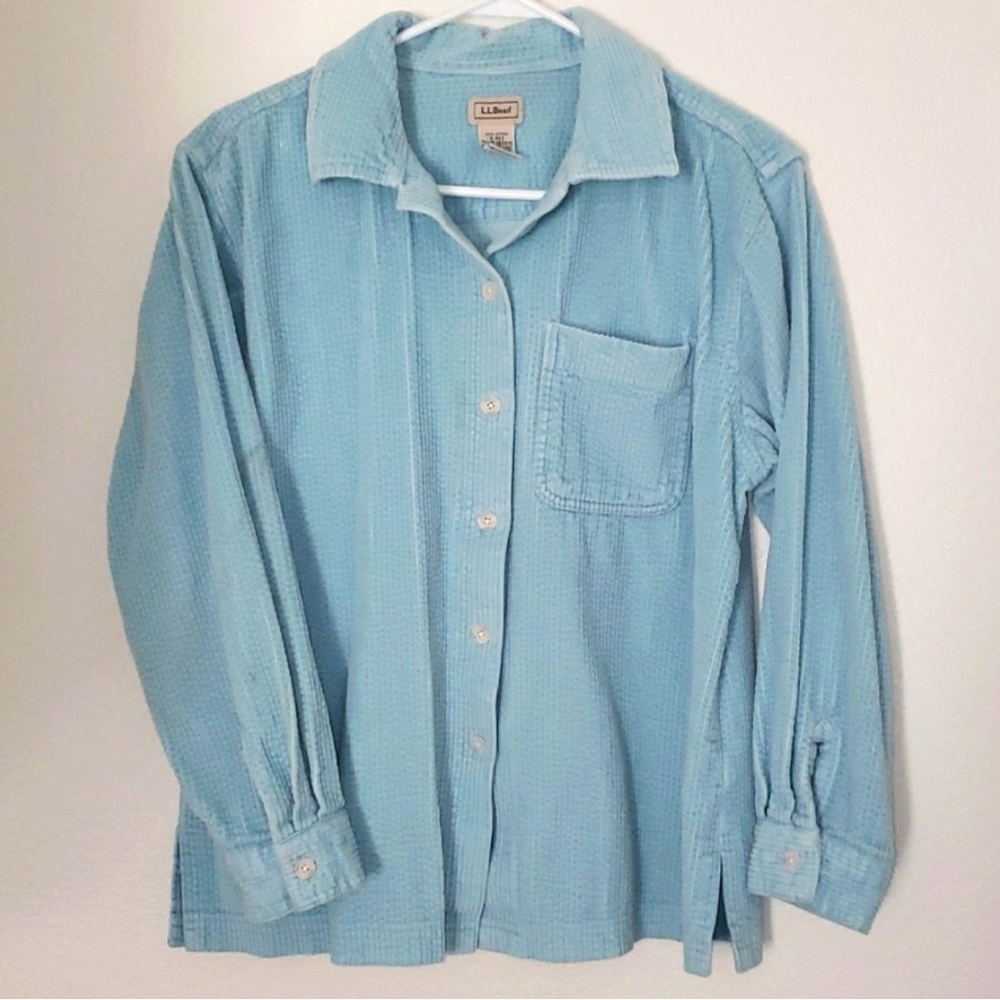 Vintage L.L. Bean Baby Blue Corduroy Button Up
